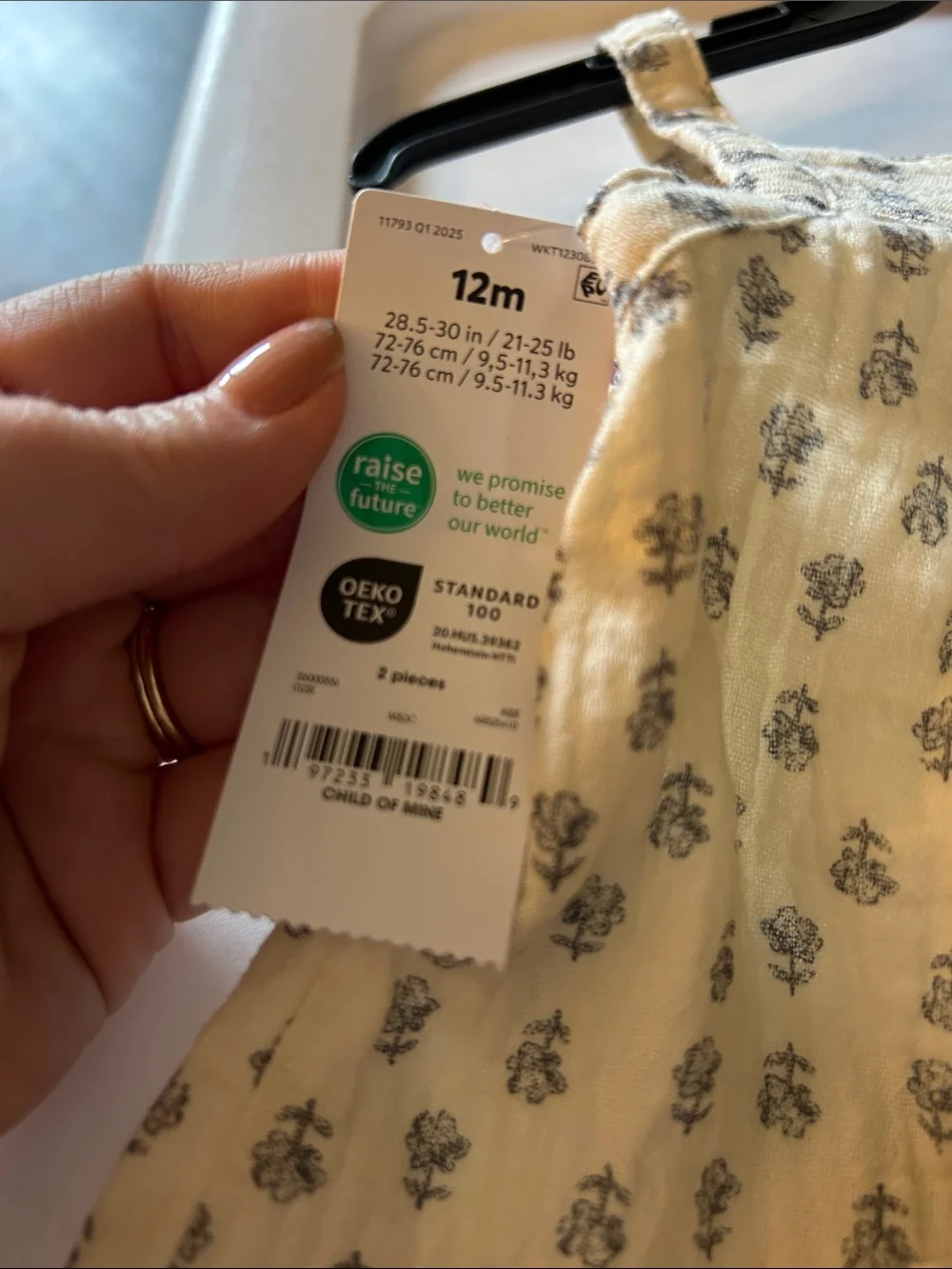 Carter's Cream and Gray Floral Baby Two-Piece Set